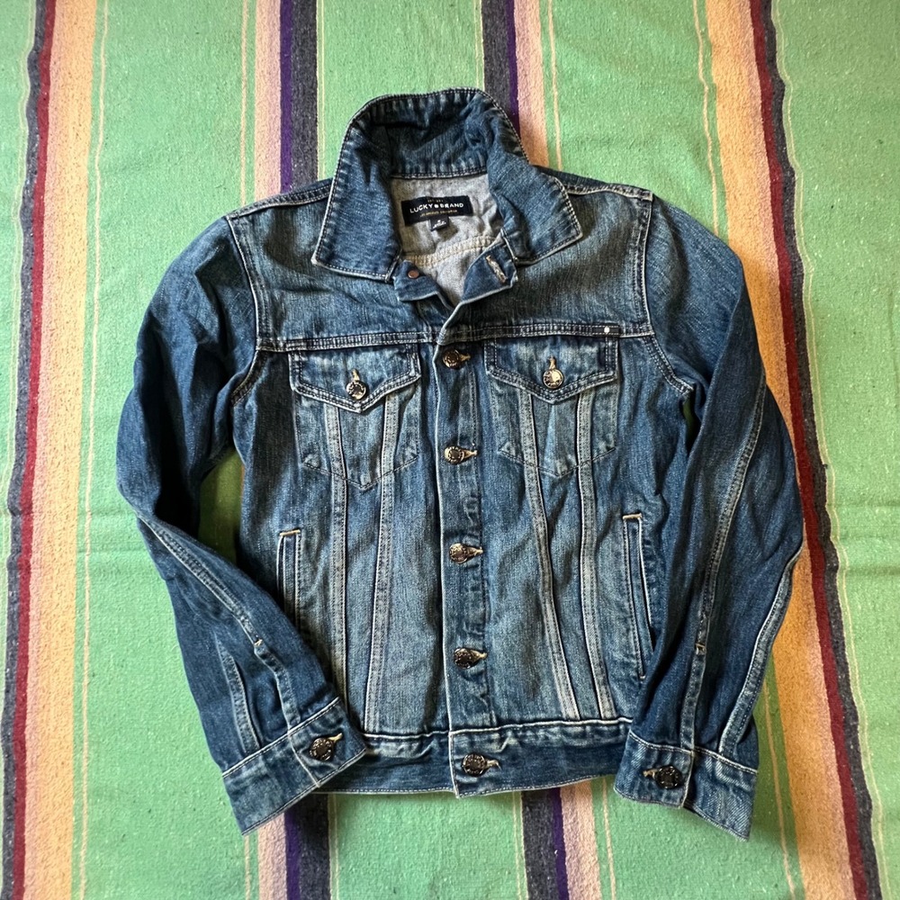 Lucky Brand The Tomboy Trucker Jacket Womens S Blue Denim 7WP1989 Jean Jacket